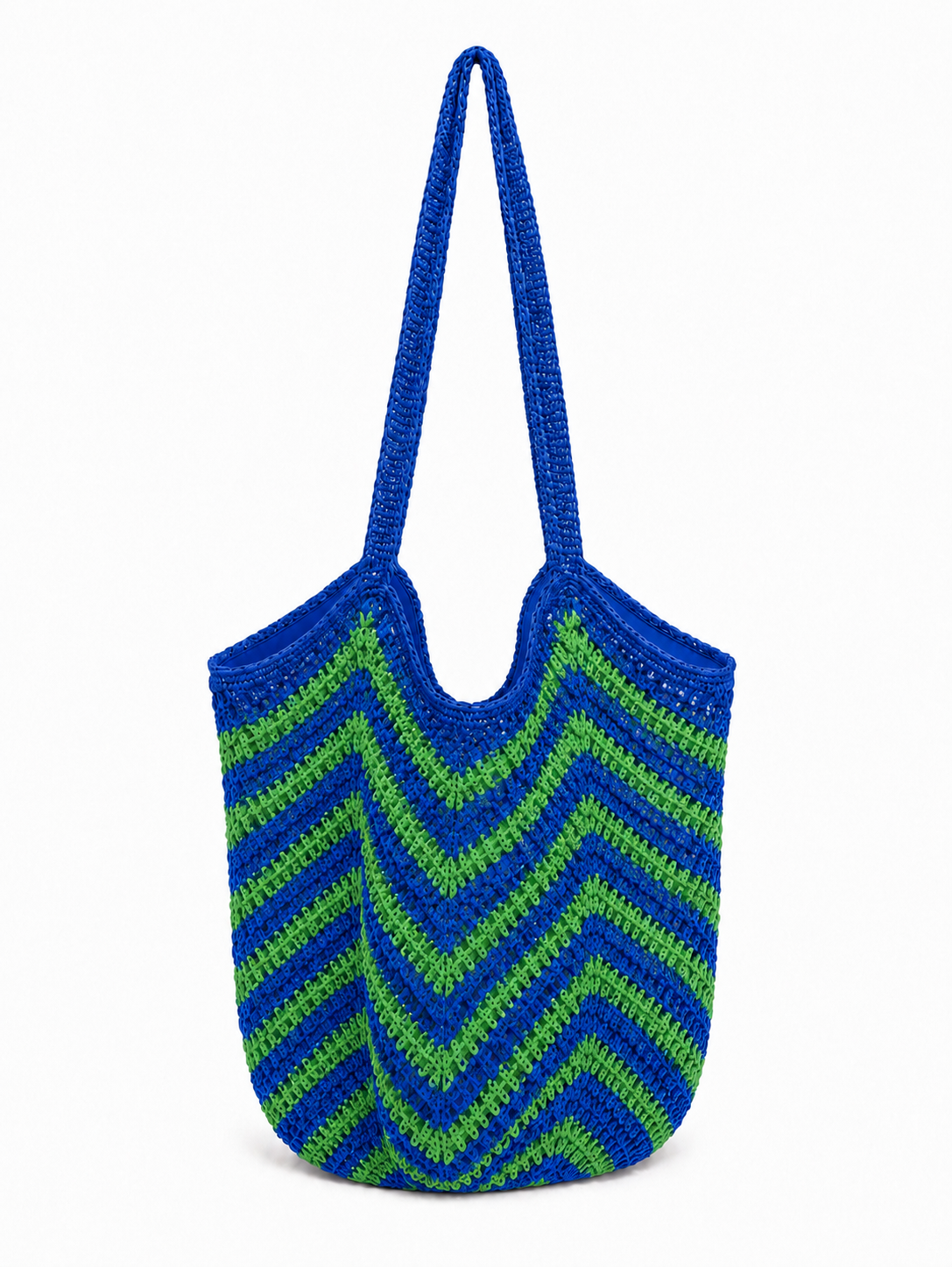 Beach bag striped royal blue and green