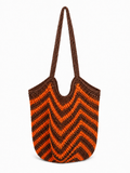 Beach bag striped orange and brown