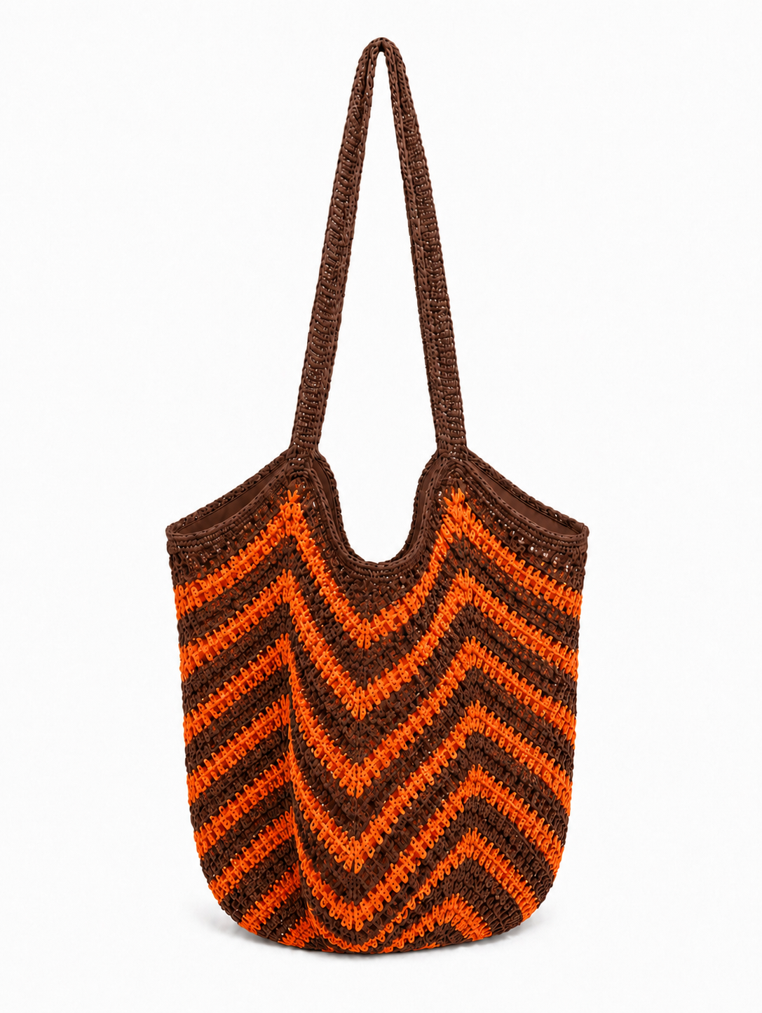 Beach bag striped orange and brown
