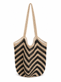 Beach bag striped beige and black