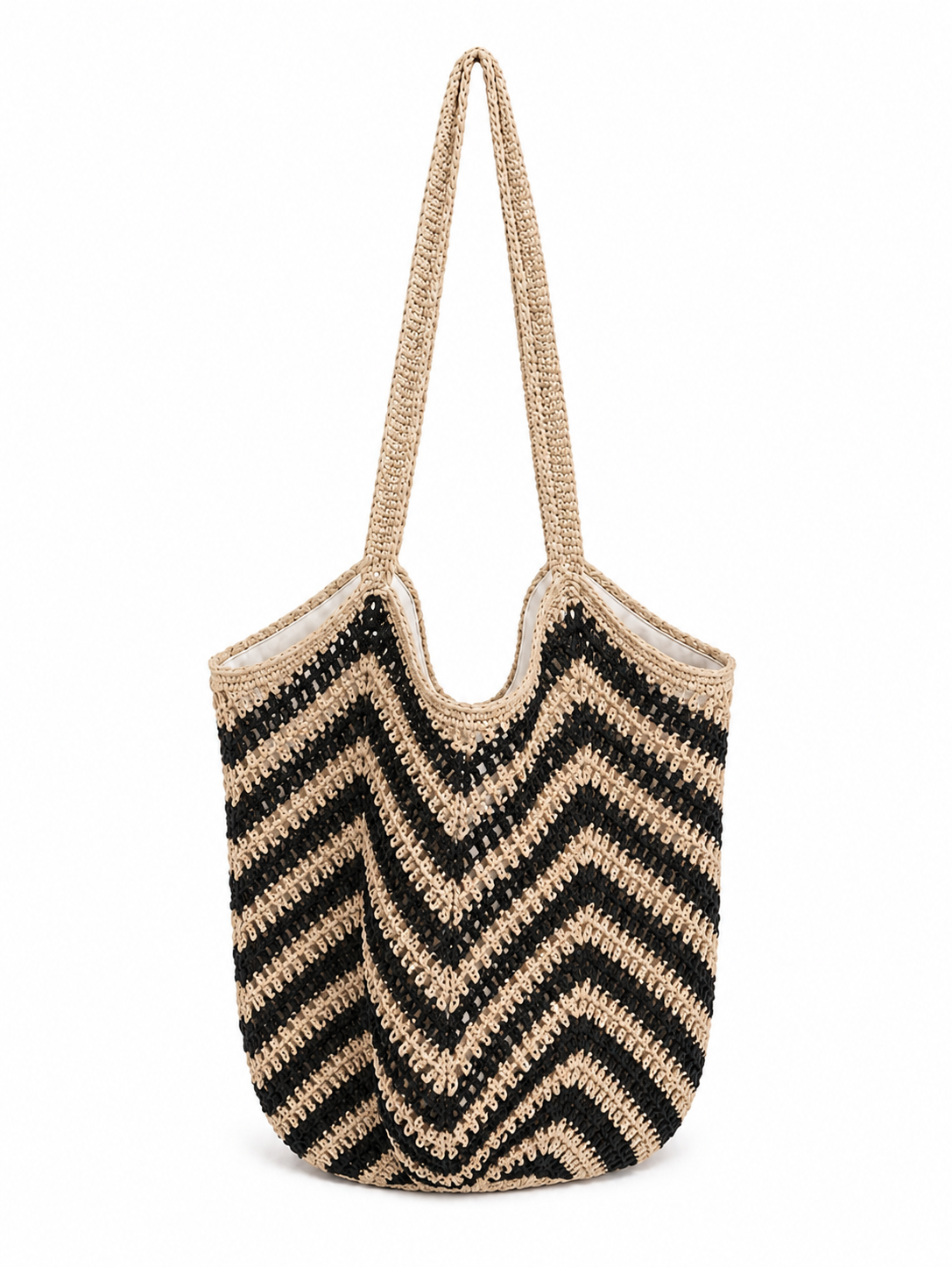 Beach bag striped beige and black