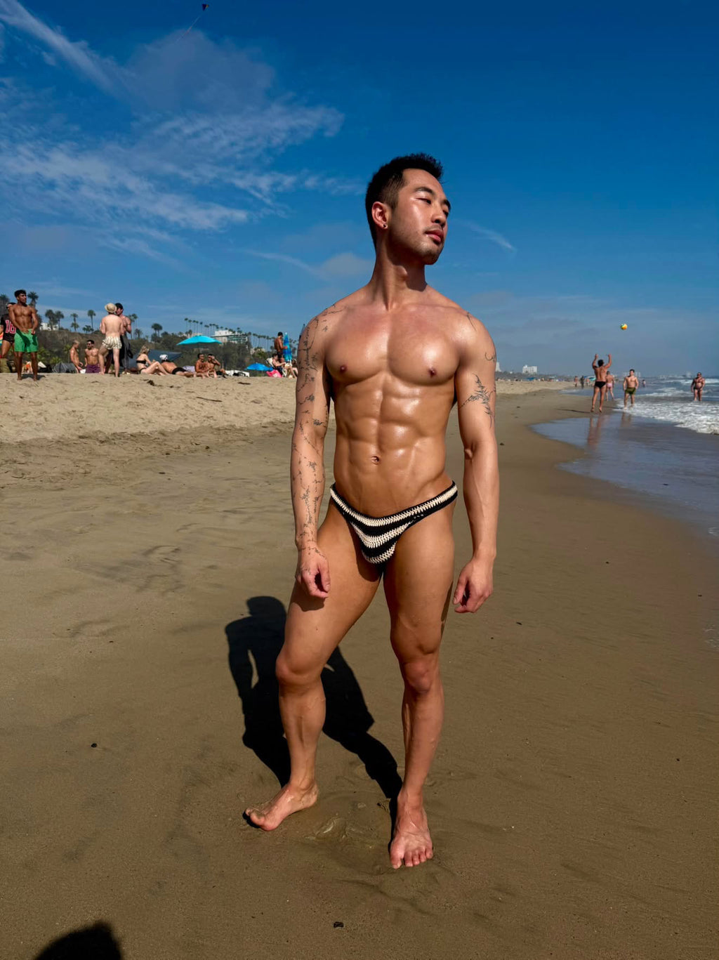 BRIEFS STRIPED BEIGE AND BLACK