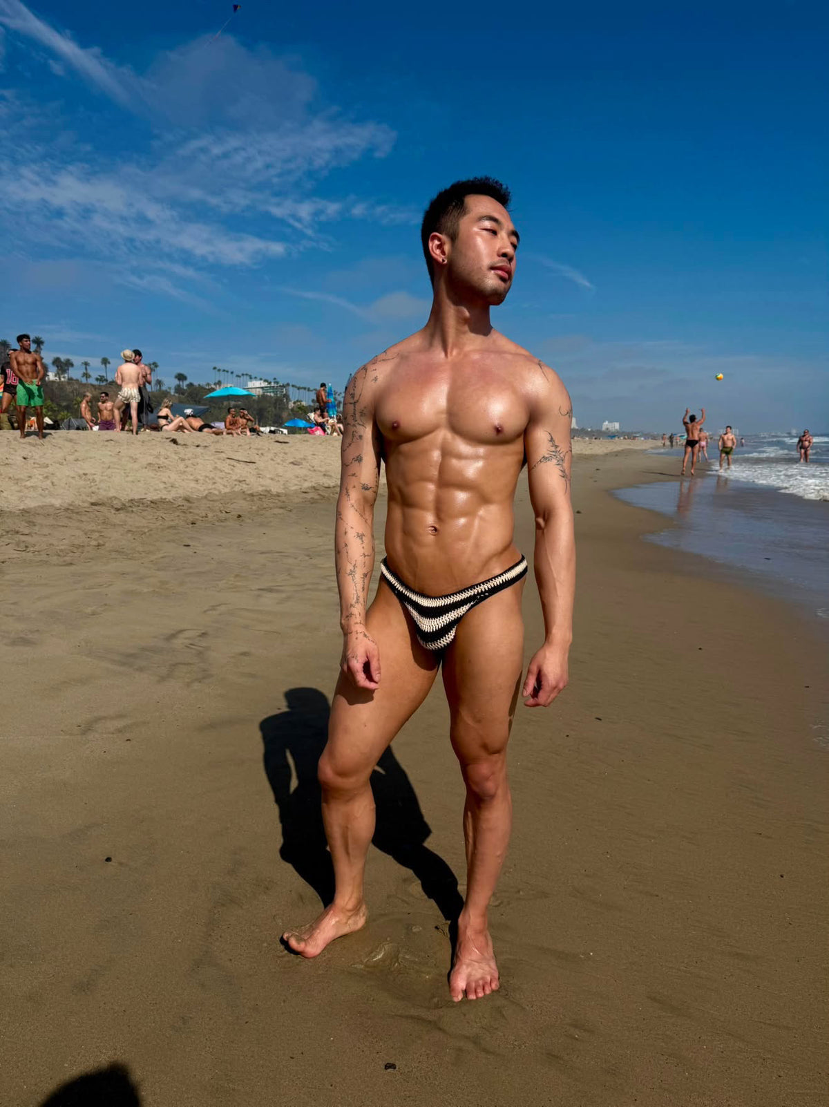 BRIEFS STRIPED BEIGE AND BLACK